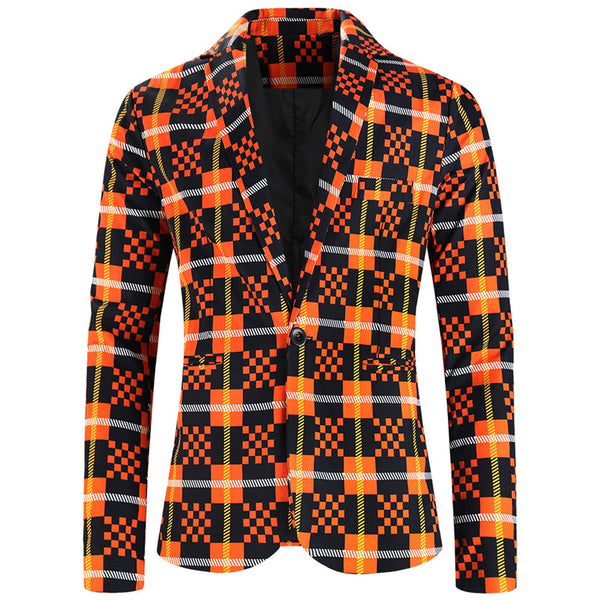 Men's Vivid Plaid Print Blazer #X6101