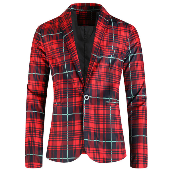 Men's Wide Plaid Blazer #X6206