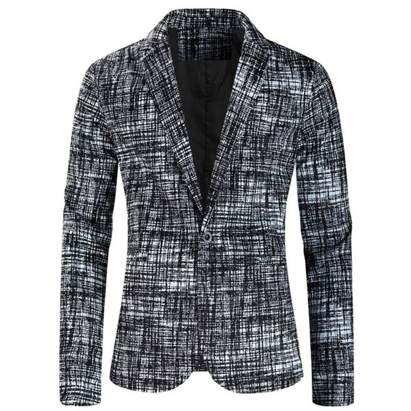 Men's Textured Grid Print Blazer #X314