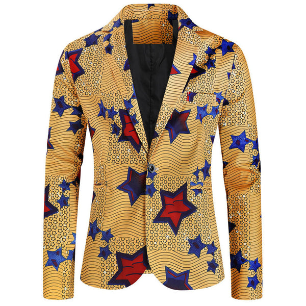 Men's Star Print Blazer #X321