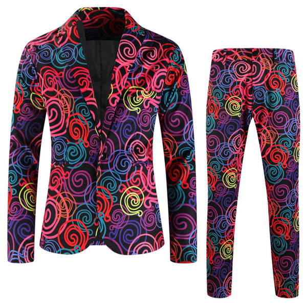 Men's Colorful Swirl Suit #2TZ-XX1137