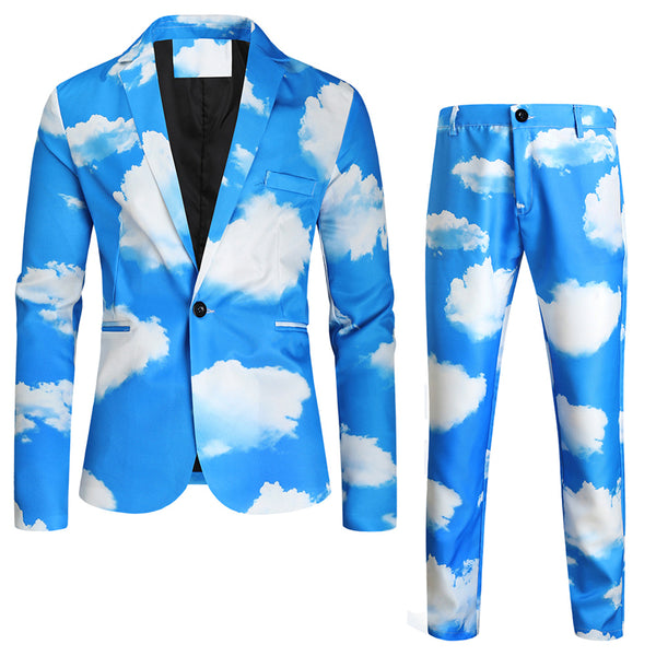 Men's Cloud Print Suit #2TZ145