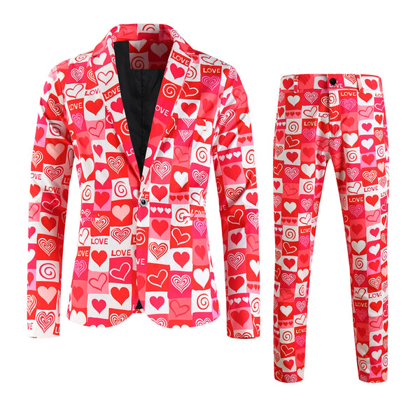 Men's Heart Print Suit #2TZ-XX235