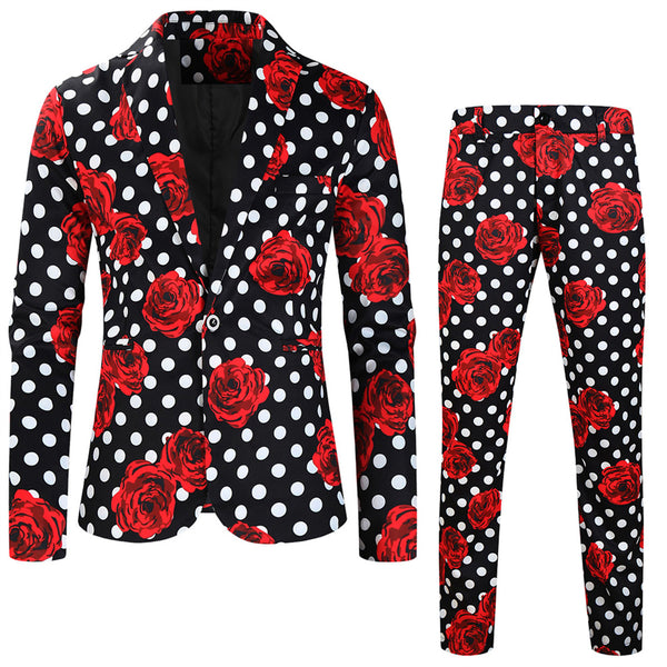 Men's Rose Dot Print Suit #2TZ163