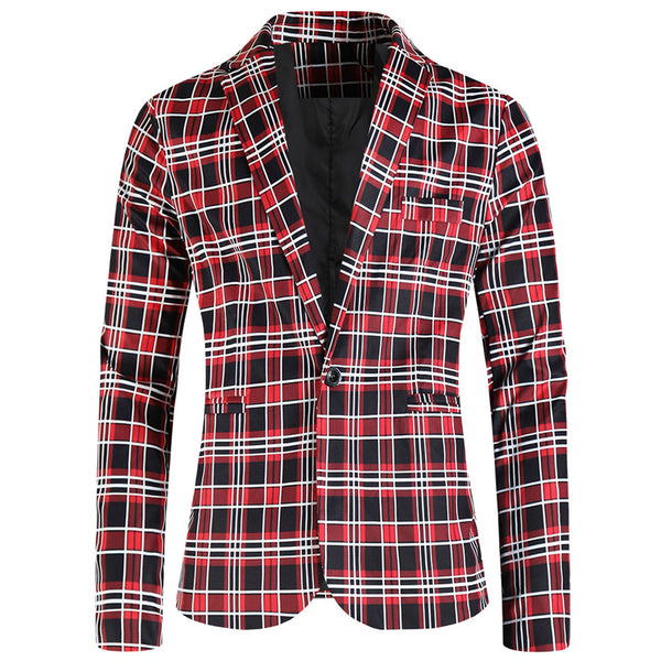 Men's Elegant Plaid Blazer #X6203