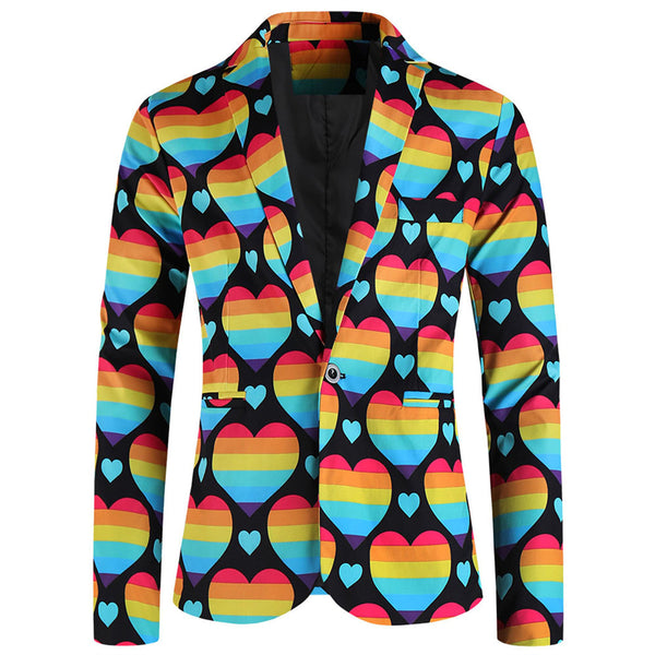 Men's Colorful Heart Print Blazer #X1905