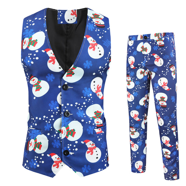 Men's Christmas Snowman Vest Suit #2TZMK23