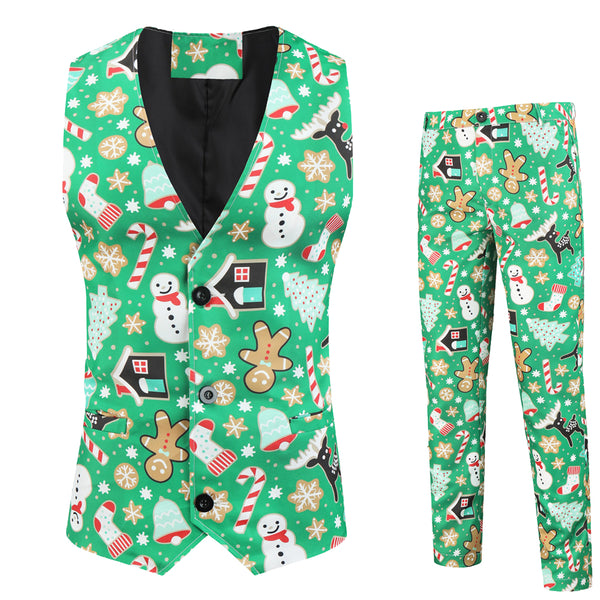 Men's Vibrant Christmas Vest Suit #2TZMK31