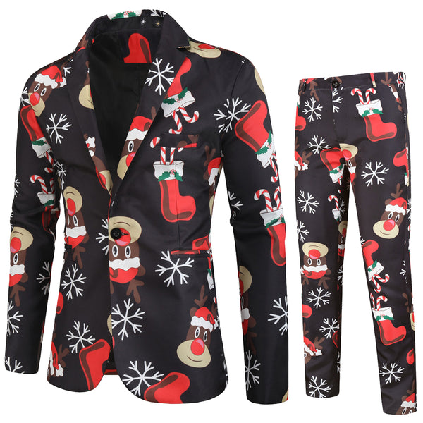 Men's Stylish Christmas Print Suit #2TZ25