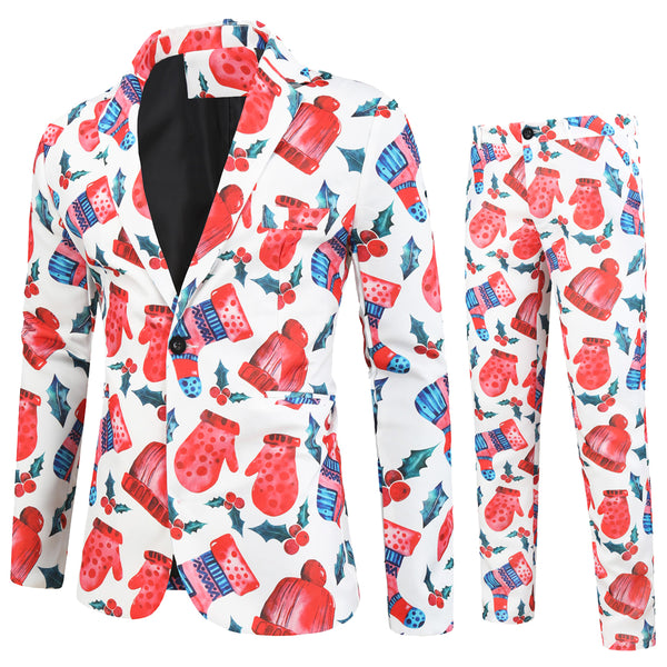Men's Christmas Bright Print Suit #2TZ30