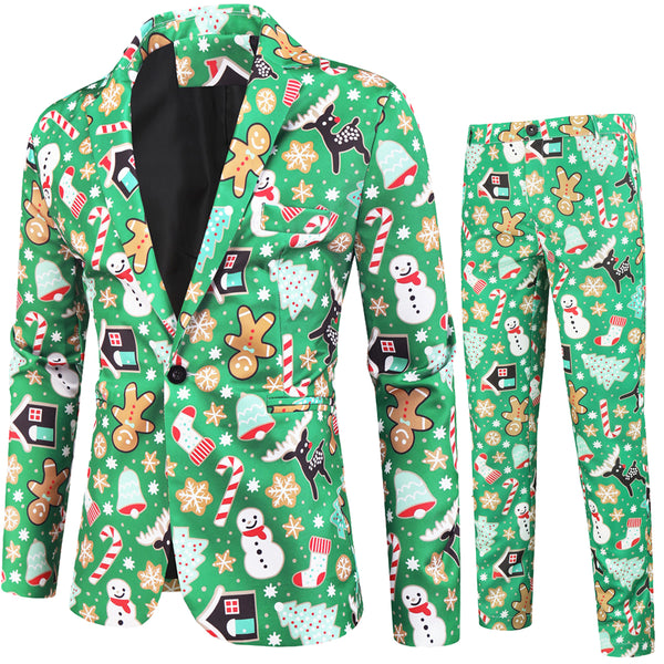 Men's Christmas Bold Print Suit #2TZ31