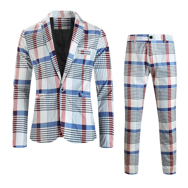 Men's Plaid Check Suit #2TZ6023