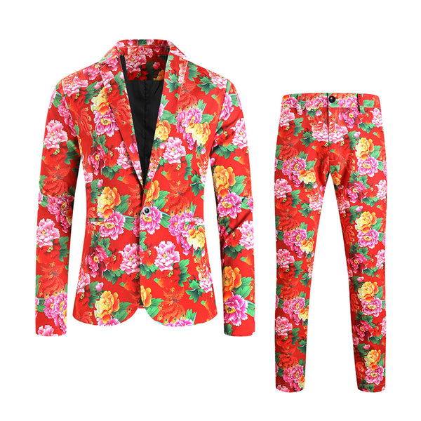 Men's Floral Printed Suit #2TZ901