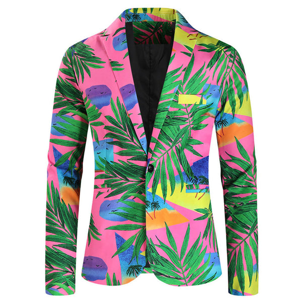 Men's Tropical Rainforest Print Blazer #X312
