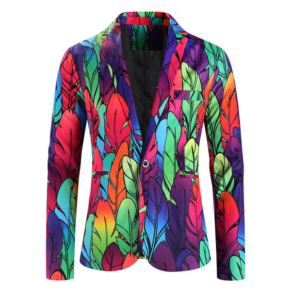 Men’s Leaf Print Blazer #X1206