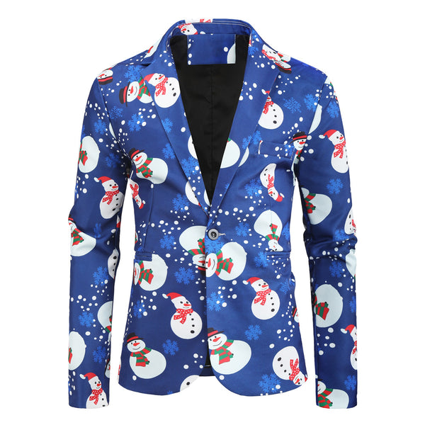 Men's Christmas Print Blazer #X23