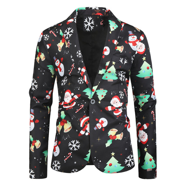 Men's Christmas Print Blazer #X24