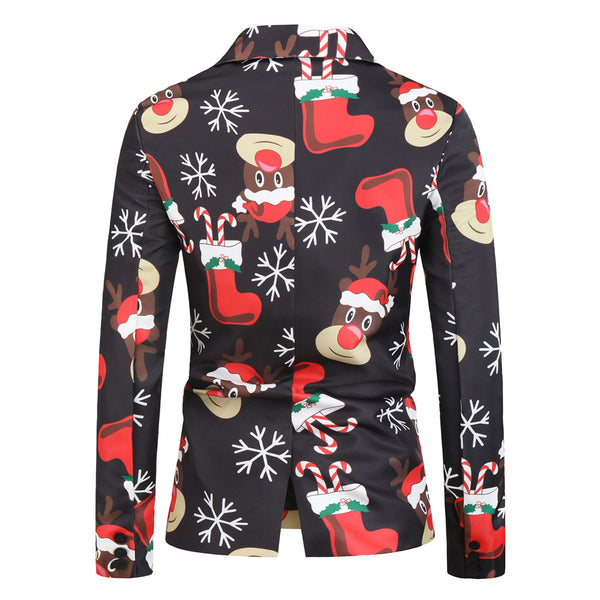 Men's Christmas Print Blazer #X25