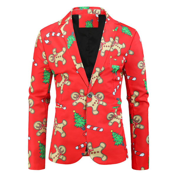 Men's Christmas Print Blazer #X26