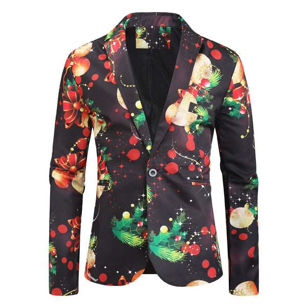 Men's Christmas Print Blazer #X28