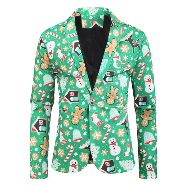 Men's Christmas Print Blazer #X31