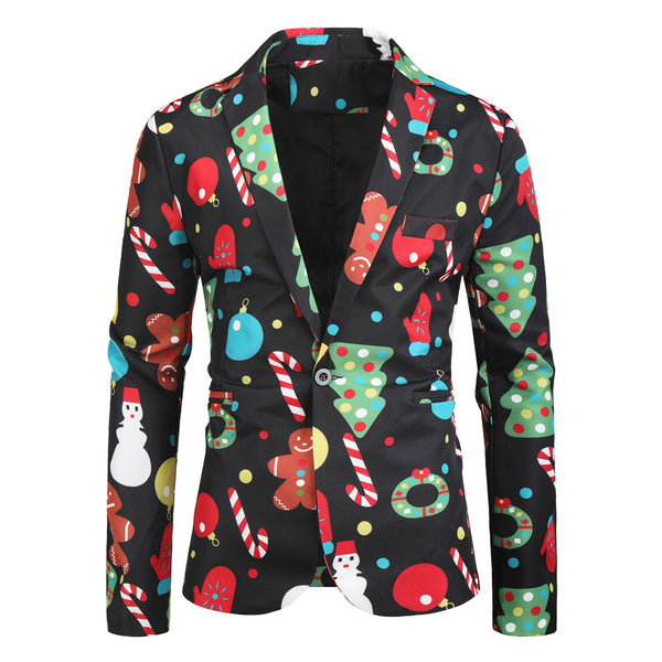 Men's Christmas Print Blazer #X32