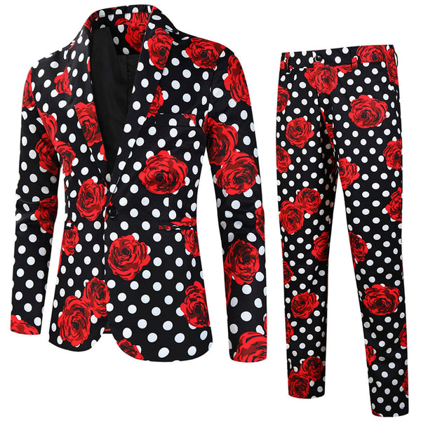 Men's Rose Dot Print Suit #2TZ163