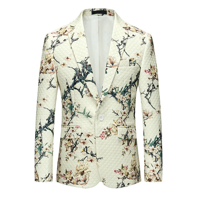 Men's Bamboo Print Blazer #S8188 - Blazers | Multicolour / XS
