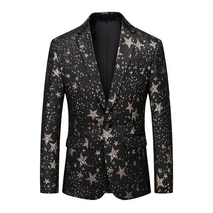 Men's Stars Print Blazer #S8181 - Blazers | Black / XS