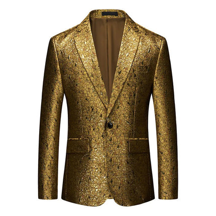 Men's Gilt Single Buckle Blazer #S8191 - Blazers | Golden / XS