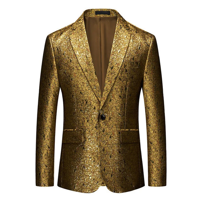 Men's Gilt Single Buckle Blazer #S8191 - Blazers | Golden / XS