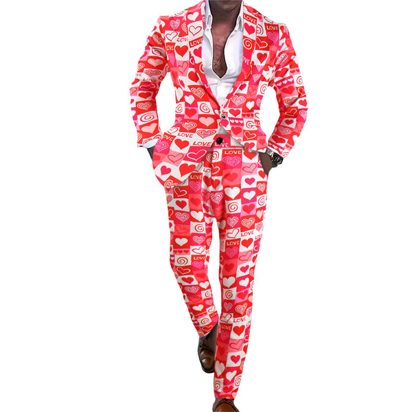 Men's Heart Print Suit #2TZ-XX235