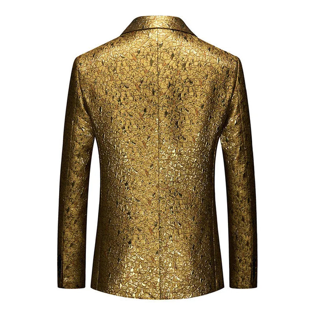 Men's Gilt Single Buckle Blazer #S8191 - Blazers | Golden / XS