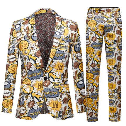 Men's Comic Print Suit  #M8032