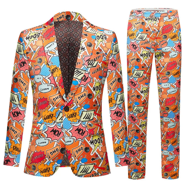 Men's Comic Print Suit  #M8035