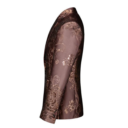 Men's Gilt Print Blazer #S8180 - Blazers | Brown / XS