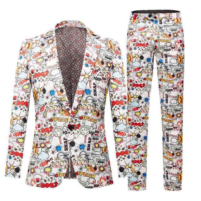 Men's Comic Print Suit  #M8037