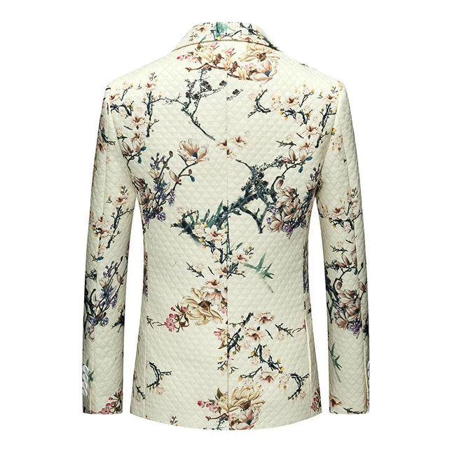 Men's Bamboo Print Blazer #S8188 - Blazers | Multicolour / XS