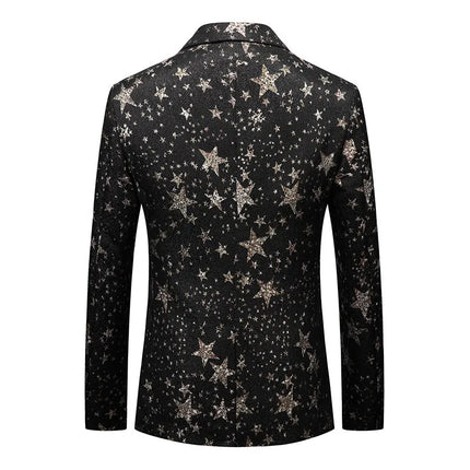 Men's Stars Print Blazer #S8181 - Blazers | Black / XS