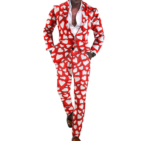 Men's Multi-color Heart Print Suit #2TZ-XX237