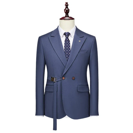 Men's Solid-color Waist-skimming Blazer #S8223-1 - Blazers | Blue / XS
