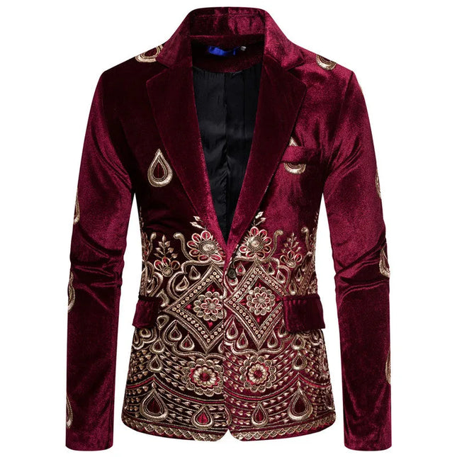 Men's Velvet Embroidery Blazer  #S8176-1
