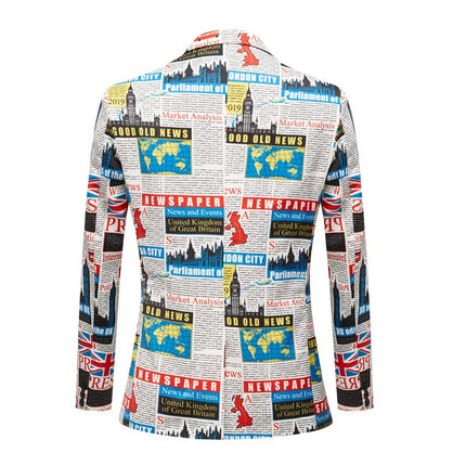 Men's Map Print Suit  #M8036