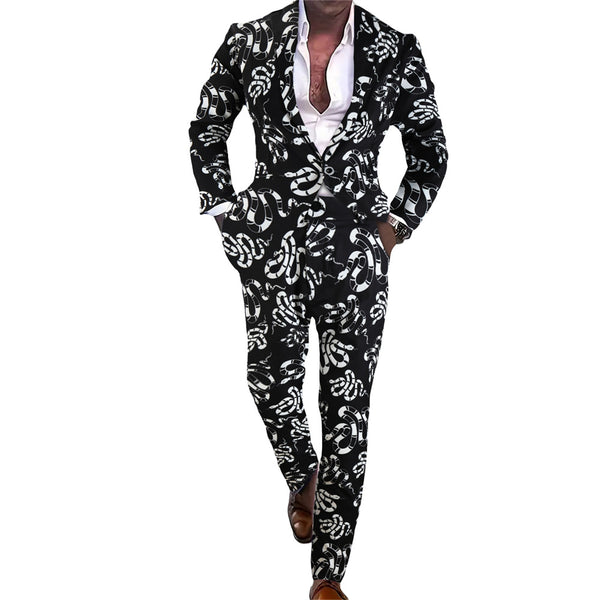 Men's Geometric Stripe Suit #2TZ-XX1129