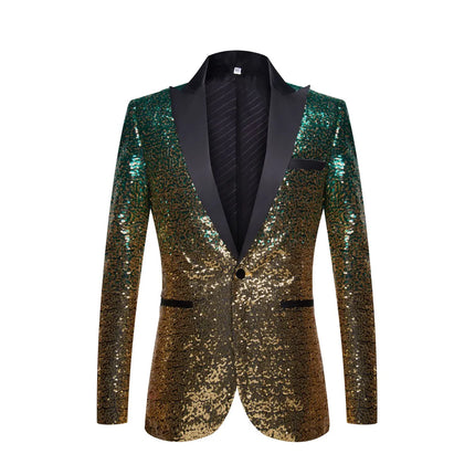Men's Golden Multicolor Sequins Blazer #S8051 - Blazers | Color1 / XS