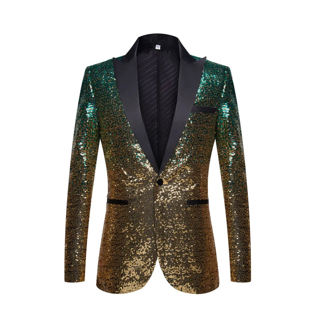 Men's Golden Multicolor Sequins Blazer #S8051 - Blazers | Color1 / XS