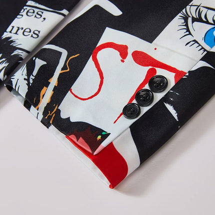 Men's Graffiti Print Blazer #S8088 - Blazers | Multicolour / XS