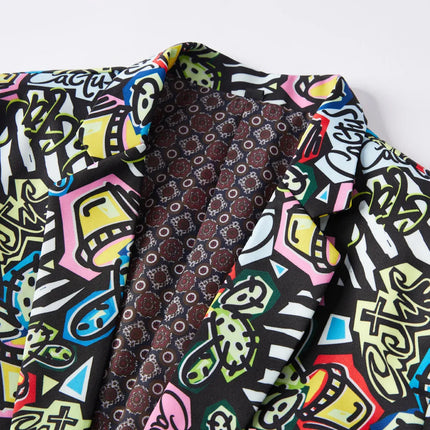 Men's Cactus Print Suit #M8018 - Suits | Multicolour / XS