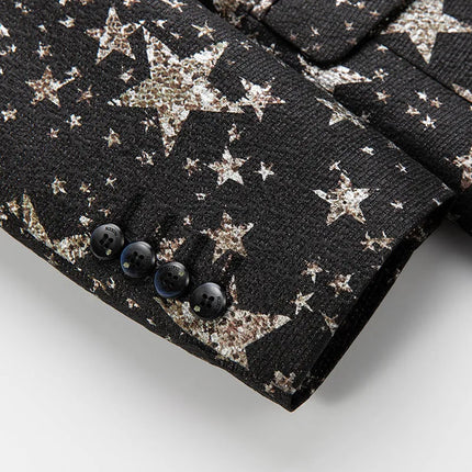 Men's Stars Print Blazer #S8181 - Blazers | Black / XS