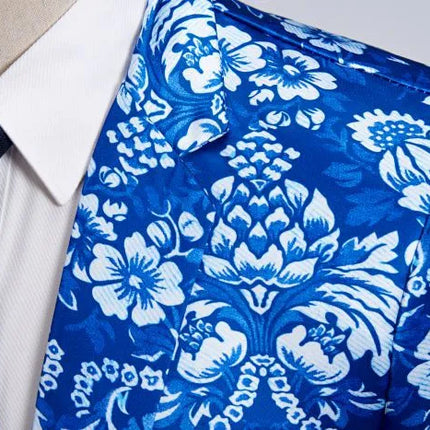 Men's Traditional Painting Blue Blazer  #M8021